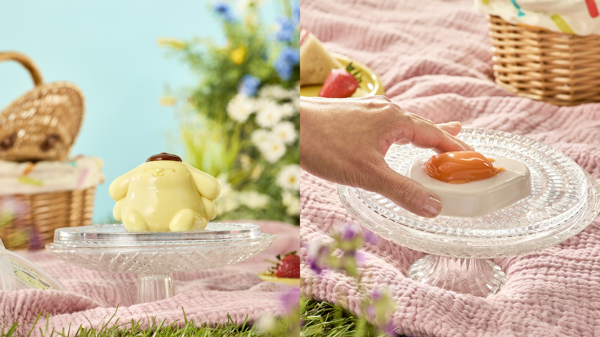 LUSH&times;Sanrio Characters布丁狗沐浴果凍740元；蛋黃哥沐浴軟糖480元。圖片：品牌提供
